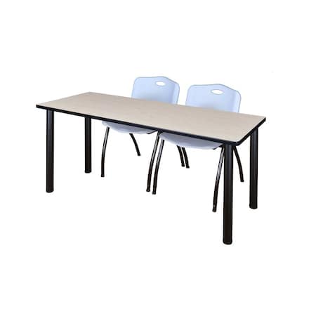Kee Rectangle Tables > Training Tables > Kee Table & Chair Sets, 72 W, 24 L, 29 H, Maple MT7224PLBPBK47GY